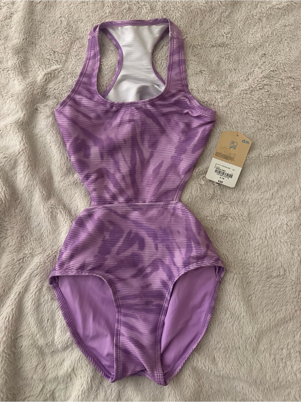 Girls' Lavender Tie-Dye Racerback One-Piece Swimsuit